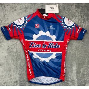 NWT Giordana Cycling Jersey Medium Red White Blue 3/4 Zip Lance Armstrong Found.